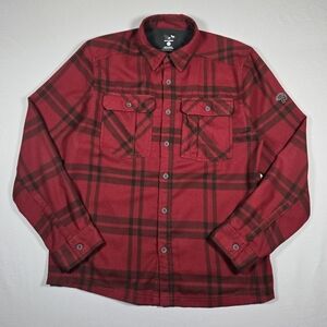 Mountain Hardwear Plusher Flannel Shirt Mens M Red Black Plaid